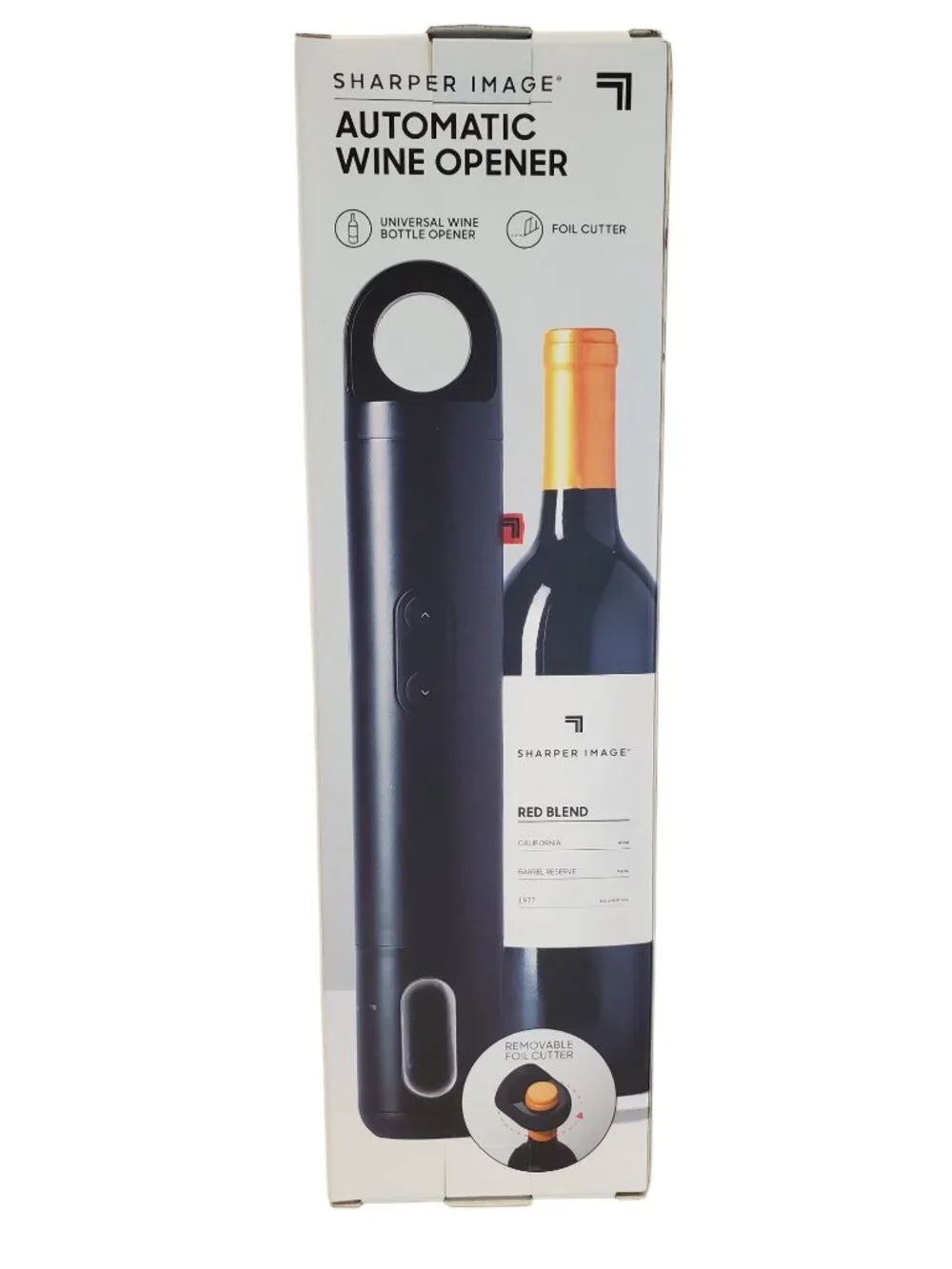NEW Sharper Image Automatic Universal Wine Bottle Opener with Foil Cutter